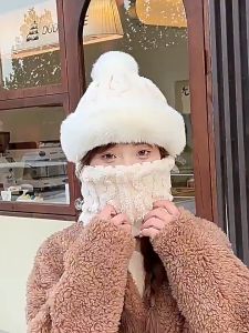 Mũ Lông Liền Khăn Ấm Áp Chất Dày Dặn Chống Gió Cho Mùa Đông Phong Cách Mông Cổ