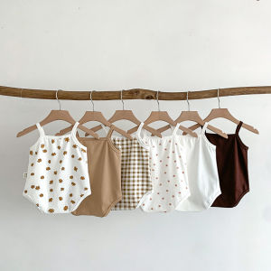Baby Rompers Summer Thin Baby Pure Color All-Matching Sling Romper Ins Newborn Sleeveless Leotard Class A