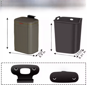 Stainless Steel Desktop Toilet Bin Wall Mounted Kitchen Cabinet Door Cover Household Storage Bucket with Lid Hanging Style