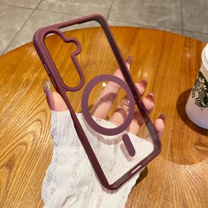 Clear Magnetic Phone Case for Magsafe Samsung Galaxy S26 S25 Ultra S24 FE S22 S23 Plus S26Ultra S26+ Shockproof Bumper Cover