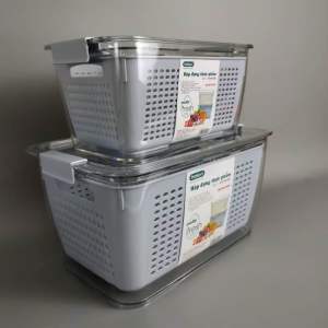Hộp Nhựa Đựng Thực Phẩm 2 Lớp Hokori Bộ 2 Hộp Bảo Quản Có Lỗ Thoát Nước 6588/6589