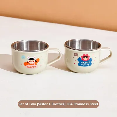 WODEBAIHUI | Stainless Steel Childrens Cup Anti-drop Drinking Cup