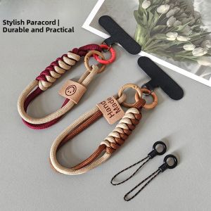 High-End British Style Color Block Mobile Phone Lanyard Thickened Woven Rope Smiley Face Anti-Loss Strap Universal Phone Chain