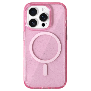 Somecase Glitter Magnetic Phone Case for  17ProMax Red Pink Sparkle Powder Anti-Drop Full Cover Acrylic Protective Shell