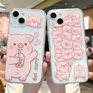 Cute Pig Silicone Phone Case for Apple 15Promax iPhone 14 New 13 Mini Cartoon 12 Female Model 11 17/XR Transparent 16 Anti-Fall 8Plus Soft Shell 7 Set