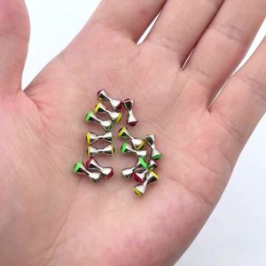 Bimoo 15PCS Brass 3D Dumbbell Fish Eyes Beads Fly Tying Material Realistic Barbells Beads For Minnow Streamer Crazy Charlie Fly