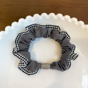 Retro Plaid Lace Hair Ties Womens Korean Style High Elasticity Durable Hair Bands Hair Accessories for Bun Tail