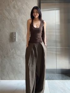 High Waist Wide Leg Pants Women Loose Drapey Slimming Long Casual Trousers American Lazy Style for Tall Women 175cm plus