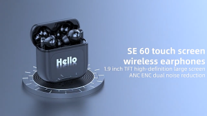 Bluetooth Earphone Smart Screen TWS Wireless Earbuds ANC/ENC Touch Control Active Noise Cancelling Headset