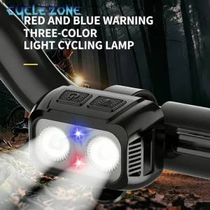 Dual Light Source Bike Front Light Bicycle Rear Lamp Type-C Rechargeable Cycling Headlight Flashlight Taillight for Night Riding