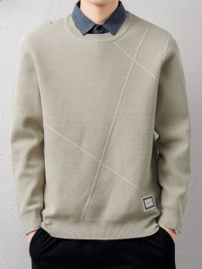 HENGYUANXIANG | Hengyuanxiang Mens Fleece Lined Thickened Shirt Collar Knitted Sweater Fashionable Urban Style Inner Wear Base Layer Winter Top