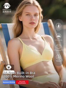 Menyanull | Merino Wool Quick Drying Sports Bra Triangle Cup Back Clasp