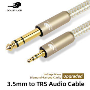 GOLLEY LION 3.5mm to 6.5mm TRS Stereo Audio Cable Professional Studio-Grade Aux Cable for Guitar Mixers Audio Interfaces Braided Shield Durable Design