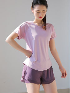 Bộ Đồ Thể Thao Nữ Tay Ngắn Nhanh Khô Quần Short Cạp Cao Tập Yoga Chạy Bộ Bộ Đồ Thể Thao Hai Mảnh