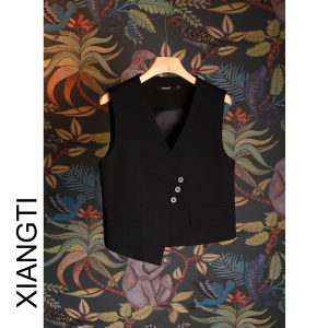 Elegant Short Womens Suit Vest Versatile British Style Commute V-Neck Polyester Spandex Blend Fashion Outerwear