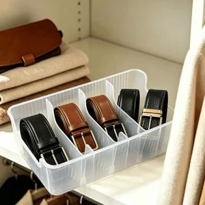 Plastic Divided Belt Organizer Large Capacity Storage Rack Easy to Install Holder for Wardrobe Makeup Ties