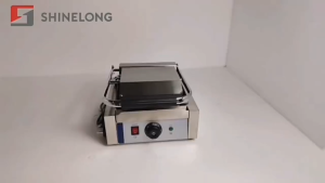 XINHONG Stainless Steel Large Panini Grill Full Pit Stripe Grilled Steak Machine Electric Contact Grill Sandwich Griddle Non-Stick Platen Grill