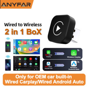 Wireless Carplay Adapter 2 in 1 Converts Wired to Wireless Carplay Adapter for iPhone and Android Plug & Play Carplay
