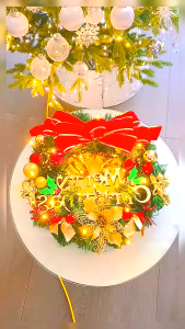 【COD】Christmas Wreath christmas decor/parol christmas lanterns 2026 wreath for door Artificial Christmas Garland DIY christmas decoration for home Christmas tree door frame decorations christmas ornaments models for shopping malls windows wall decor