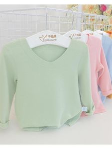 หนาขึ้น ผ้าขนแกะ เด็กทารก เสื้อยืดเด็ก คอวี แขนยาว อุ่น เสื้อฐานชายหญิงชุดชั้นในเด็กทารกไม่มีรอยต่อสบาย ผ้าฝ้าย ผสมเสื้อผ้าเด็ก