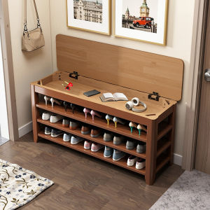 เก้าอี้เปลี่ยนรองเท้าไม้ชั้นเดียวแบบอเนกประสงค์ ทรงเรียบง่าย ดีไซน์มนุษยศาสตร์ ดีไซน์เรียบง่าย ดีไซน์อินเทอรแอคทีฟ