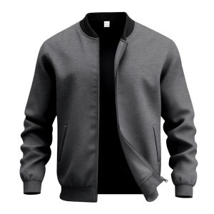 Áo Khoác Ngắn Công Sở Dành Cho Nam Giới Màu Trơn Cổ Áo Bóng Chày Áo Khoác Mỏng Có Khóa Kéo Polyester Xu Hướng Mùa Xuân Mùa Thu