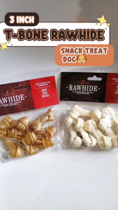 T-Bone Rawhide knotted bones snack treat anjing