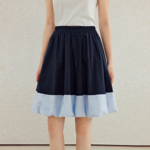 INMAN | 100 Xinjiang Cotton Color Block Pleated Waist Skirt