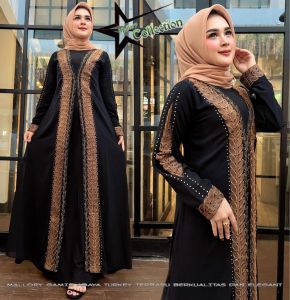 GAMIS ABAYA MALLORY TURKEY MOTIF GANDUM BORDIR MANUAL BAHAN JERSEY KOMBINASI CERUTY NYAMAN DI PAKAI TIDAK GERAH WARNA HITAM POLOS DENGAN KOMBINASI MUTIF BORDIR DAN MUTIARA BEST SELLER TERBARU 2024 TERVIRAL TERLARIS TERJANGKAU MEWAH BERKUALITAS DAN ELEGANT