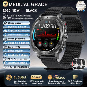 2025 New ECG+PPG Medical Grade Uric acid Blood glucose Smart Watch Blood Fat Heart rate Bluetooth Call Health monitor Smartwatch