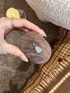 Blue Water Turquoise Silver S999 Necklace Womens Style Birthday Gift Small Luxury Trendy Gourd Shape Original Design Jewelry