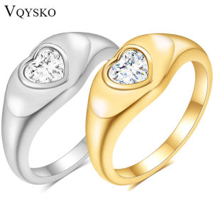 VQYSKO Shiny Zircon Heart Crystal Ring Statement Minimalist Ring For Modern Bridesmaid Gifts  Anniversary Gift For Women