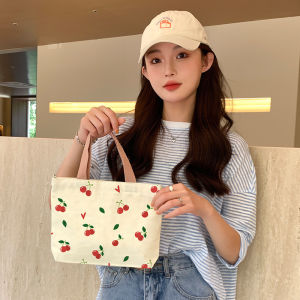 Fashionable Canvas Handbag Small Snack Bag Lunch Box Commuter Handheld Bag Outgoing Portable Bento Bag Womens Handbag