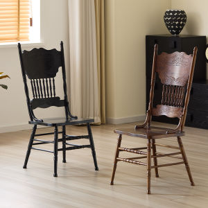 เก้าอี้ทานอาหารสไตล์ยุโรปแบบมีส่วนพยุง ไม้แท้ ไม่ต้องประกอบ ไม่มีเบาะนั่ง ไม่มีแขน ไม่หมุน ไม่ต้องปรับแต่ง