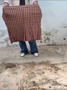 Celana kulot jumbo XXXL pendek motif kotak jaquard tebal