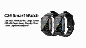 [LOCAL STOCK]  C26 1ATM 1.96”Amoled Always on Display 310mAh Battery Waterproof Bluetooth Call Smartwatch OUKITEL BAMBOOINN NEW Men Smart watch