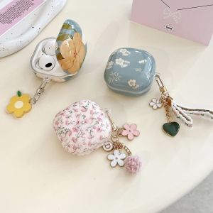 【New】IMD Earphone Protective Case Artistic Colorful Flowers  Pattern with Pendant For Samsung Buds live Pro 2 2 Pro FE 3 3 Pro Earphones