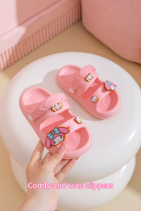 Chic Cartoon Embellished Kids Slides - Durable Foam Rubber Non-Slip Beach Sandals for Girls #2388