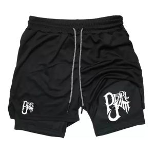 Workout Jogging Hip-hop Running Shorts for Men Fitness Gym Training 2-in-1 Sport Shorts Quick Dry Double Deck Fitness Towel Loop
