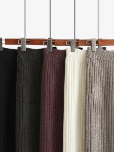 Váy Midi Len Dày Cạp Cao Đa Năng Cho Mùa Thu Đông Váy Midi Ôm Sát Cơ Thể Bằng Len Dệt Kim Màu Trơn Váy Midi Cho Nữ