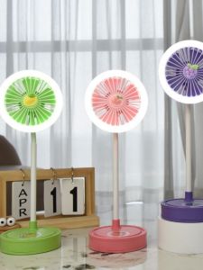 Portable Mini Desktop USB Charging Flexible Head Fan Three Modes for Dormitory Home Office Gifts Pink Girl Heart Fan