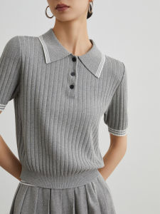 Elegant Loose Knit Two-Piece Set Grey Miu Style