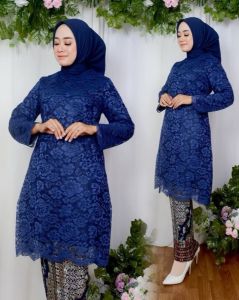 BAJU KEBAYA  TUNIK NAVY /KEBAYA BROKAT MODERN JUMBO/KEBAYA TUNIK /TUNIK BRUKAT /KEBAYA JUMBO
