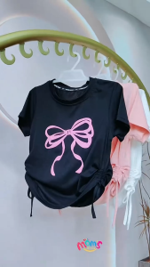 Korean Outfit Top Blouse for Kids Girls Cute Printed Design Side String Design Trendy Crop Top Blouse for Girls 5-12 Years Old