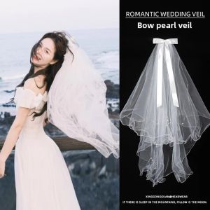 MONLEYTA | Short Wedding Veil Bridal Headpiece Simple Design For License Registration Engagement And Ceremony High Quality Small Veil