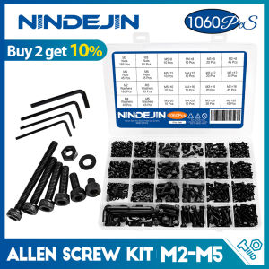 1060pcs M2 M3 M4 M5 Hex Socket Screw Set Carbon Steel Flat Round Cap Head Screws Bolts and Nuts Assortment Kit with Storage Box