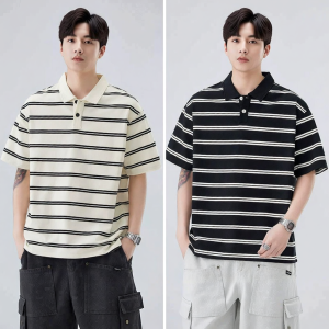 American Stripe Stylish Short Sleeve Polo Shirt