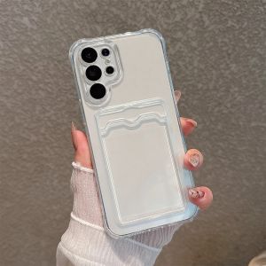 Transparent Shockproof Case For Samsung S25 Edge S24 S23 S22 S21 FE Plus UltraA17 A07 A06 A16 A26 A36 A56 A15 A25 A35 A55 A53 A73 A23 A72 A52 A32 A21s A10s A20s A30s A50s A30 A70 A05s A12 A13 A22 A51 A71 A14 A24 A34 A54 Card Holder Wallet TPU Cover Casing
