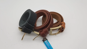 Tặng đục lỗ - Dây nịt nam da bò thật bản thô DHM-340 | Khoá kim màu đồng vuông bản trơn nhỏ gọn | Bảo hành 12 tháng