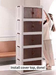 5-layers Household Clear Plastic Stackable Folding Collapsible Storage Big Container Storage Box